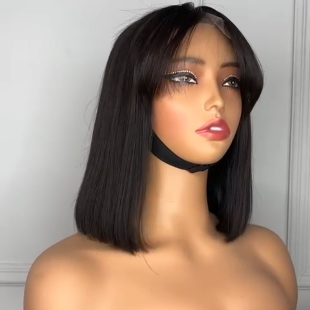 Straight Hair Wig With Bangs 100% Virgin Hair - 5×5 Closure