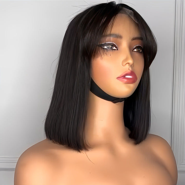 Straight Hair Wig With Bangs 100% Virgin Hair - 5×5 Closure